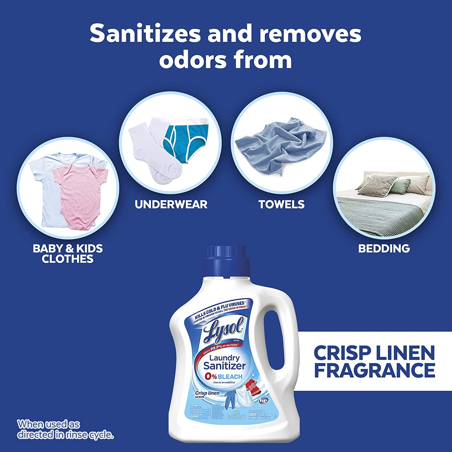 Laundry Sanitizing Liquid, Laundry Detergent Additive For Clothes And Linens, Eliminates Odor Causing Bacteria, Crisp Linen, 90Oz - Image 3